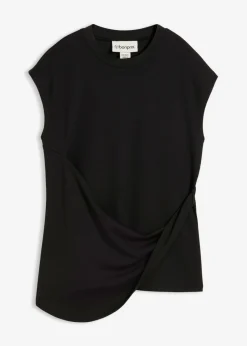 Camiseta de mezcla de viscosa con dobladillo asimétrico