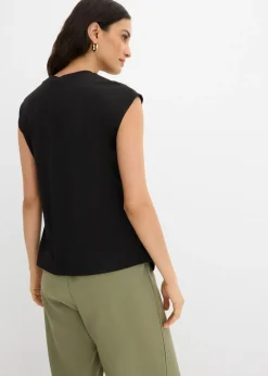 Camiseta de mezcla de viscosa con dobladillo asimétrico