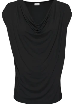Camiseta de mezcla de viscosa con escote en cascada