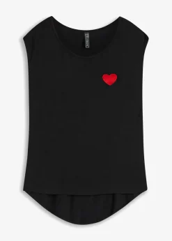 Camiseta de mezcla de viscosa fluida con dobladillo asimétrico