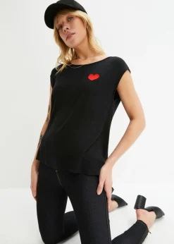 Camiseta de mezcla de viscosa fluida con dobladillo asimétrico