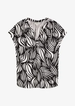 Camiseta de mezcla de viscosa suave con cuello henley