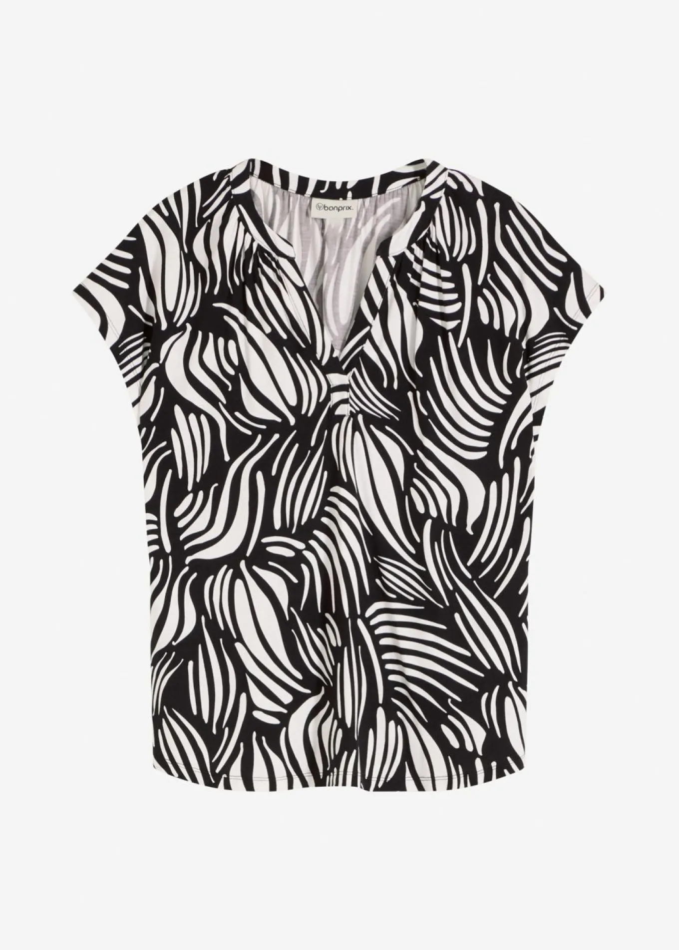 Camiseta de mezcla de viscosa suave con cuello henley