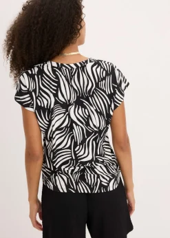 Camiseta de mezcla de viscosa suave con cuello henley
