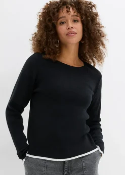 Camiseta de punto con dobladillo en contraste