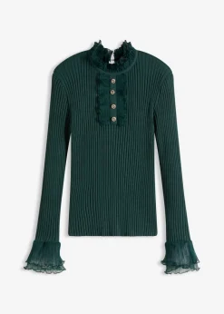 Camiseta de punto fino con volantes de gasa