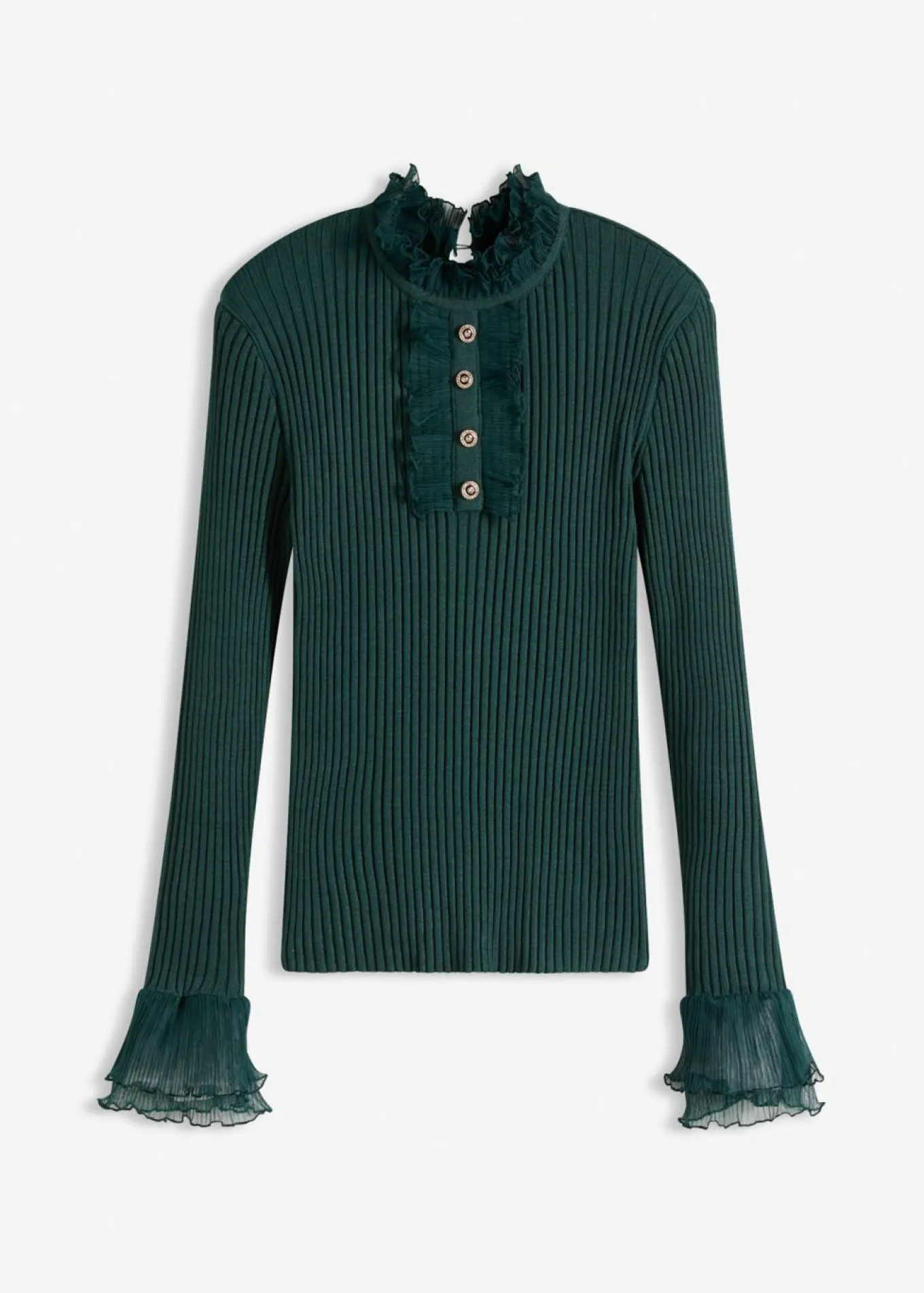 Camiseta de punto fino con volantes de gasa