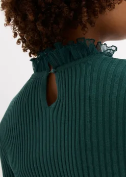 Camiseta de punto fino con volantes de gasa