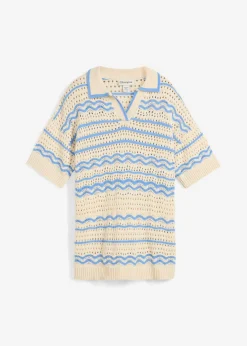 Camiseta de punto oversize en mezcla vaporosa de algodón y lino