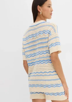 Camiseta de punto oversize en mezcla vaporosa de algodón y lino