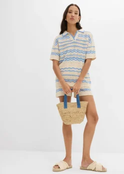 Camiseta de punto oversize en mezcla vaporosa de algodón y lino