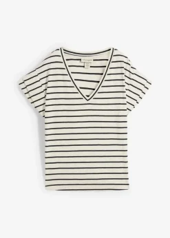 Camiseta de rayas con volantes en las mangas