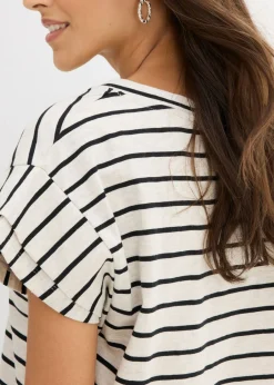 Camiseta de rayas con volantes en las mangas