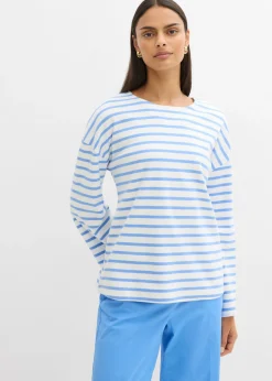 Camiseta de rayas de algodón orgánico con manga larga