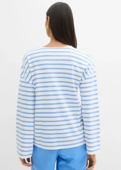Camiseta de rayas de algodón orgánico con manga larga