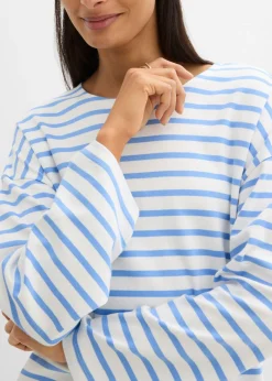 Camiseta de rayas de algodón orgánico con manga larga