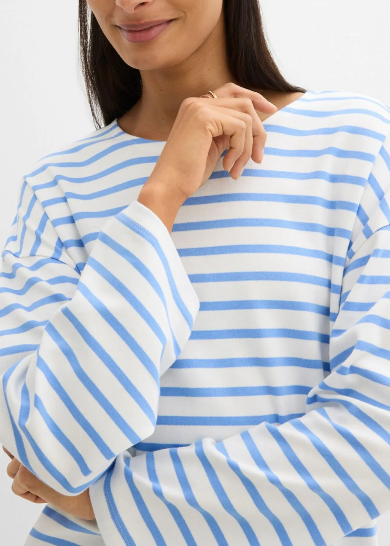 Camiseta de rayas de algodón orgánico con manga larga