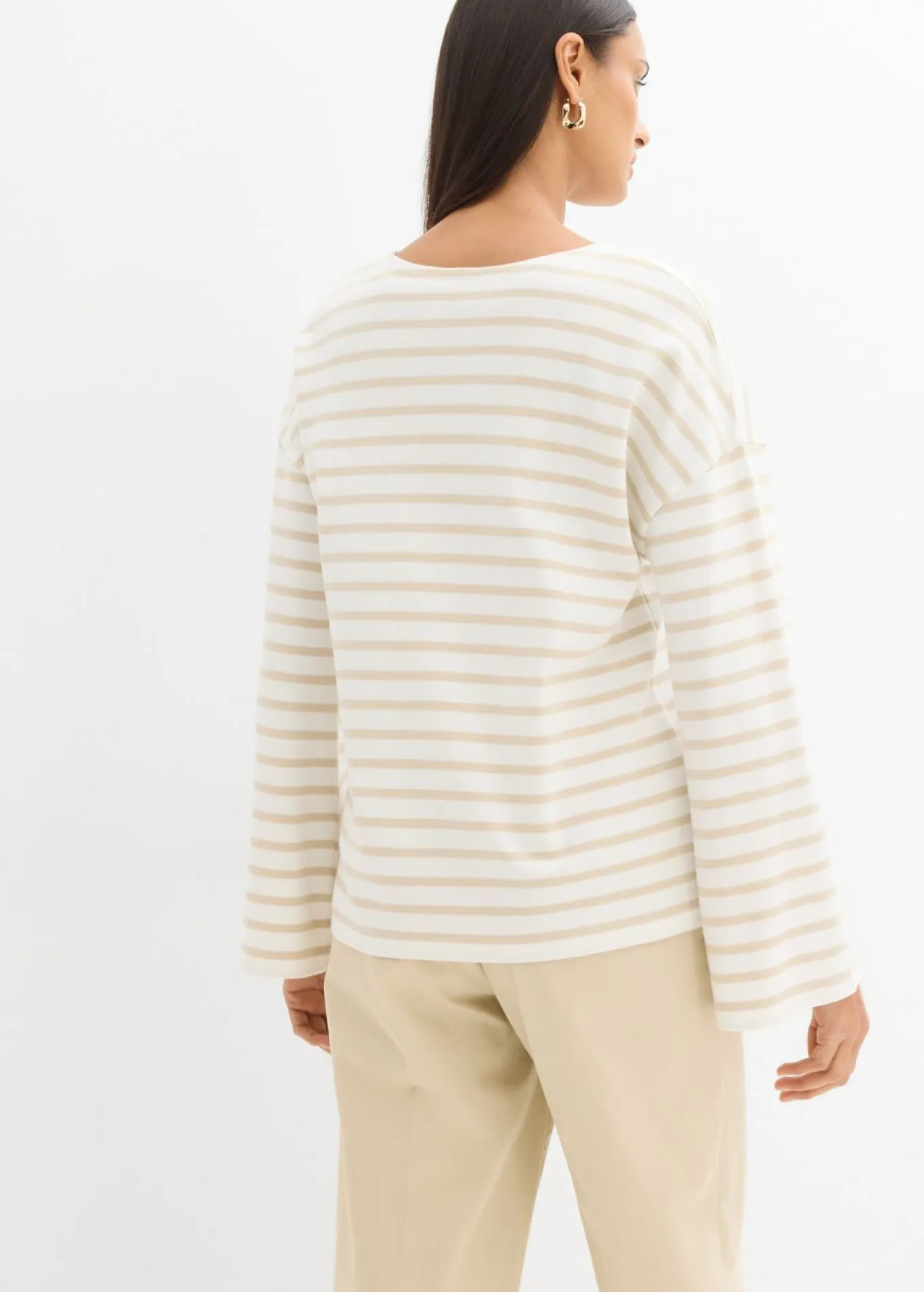 Camiseta de rayas de algodón orgánico con manga larga
