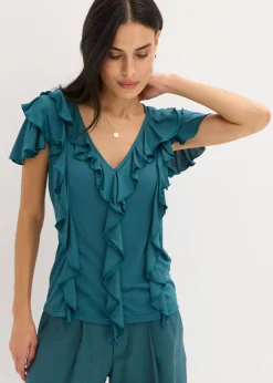 Camiseta de suave mezcla de modal con volantes