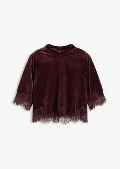 Camiseta de terciopelo con encaje