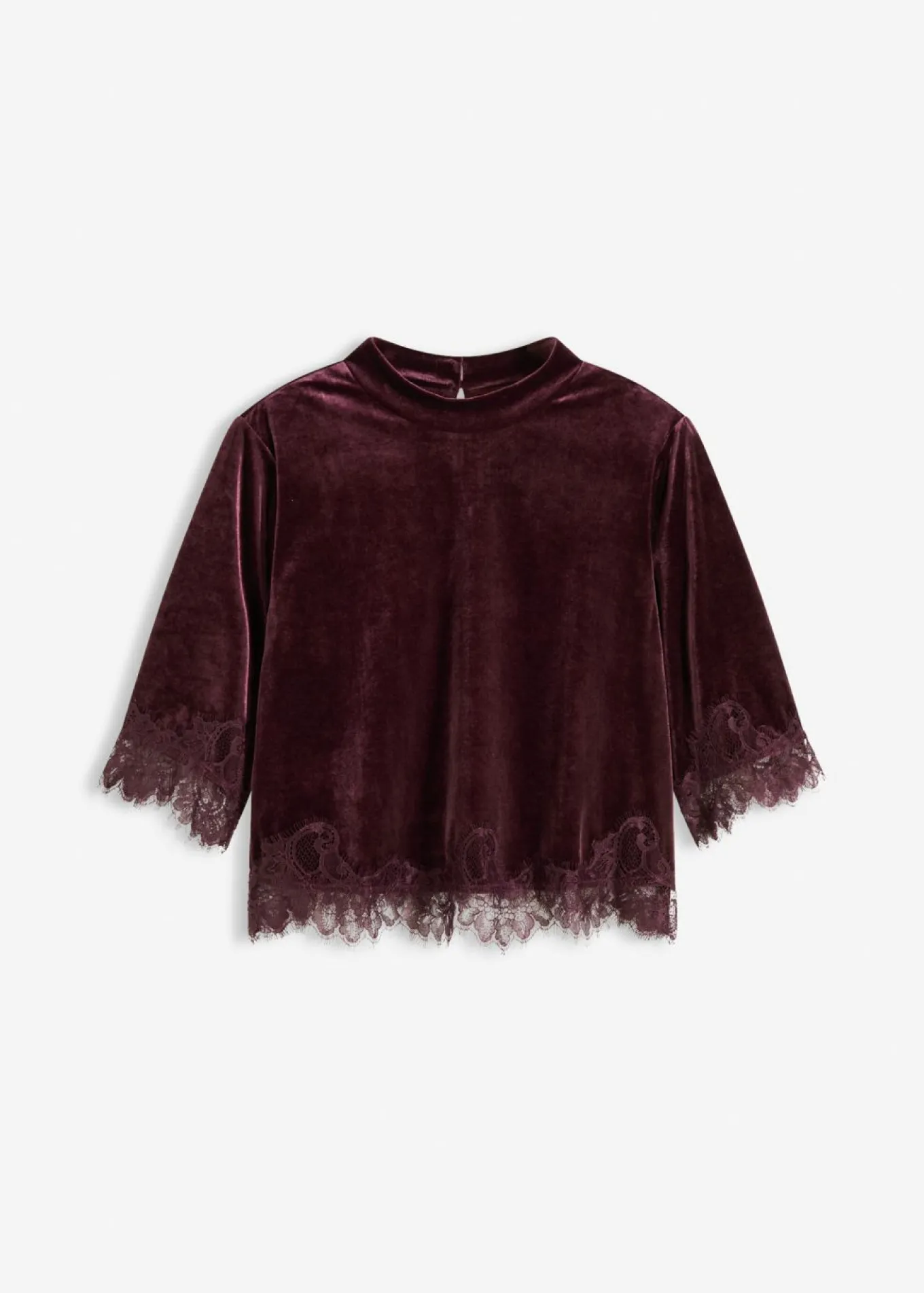 Camiseta de terciopelo con encaje