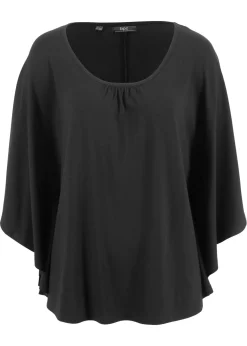 Camiseta de viscosa con mangas de murciélago
