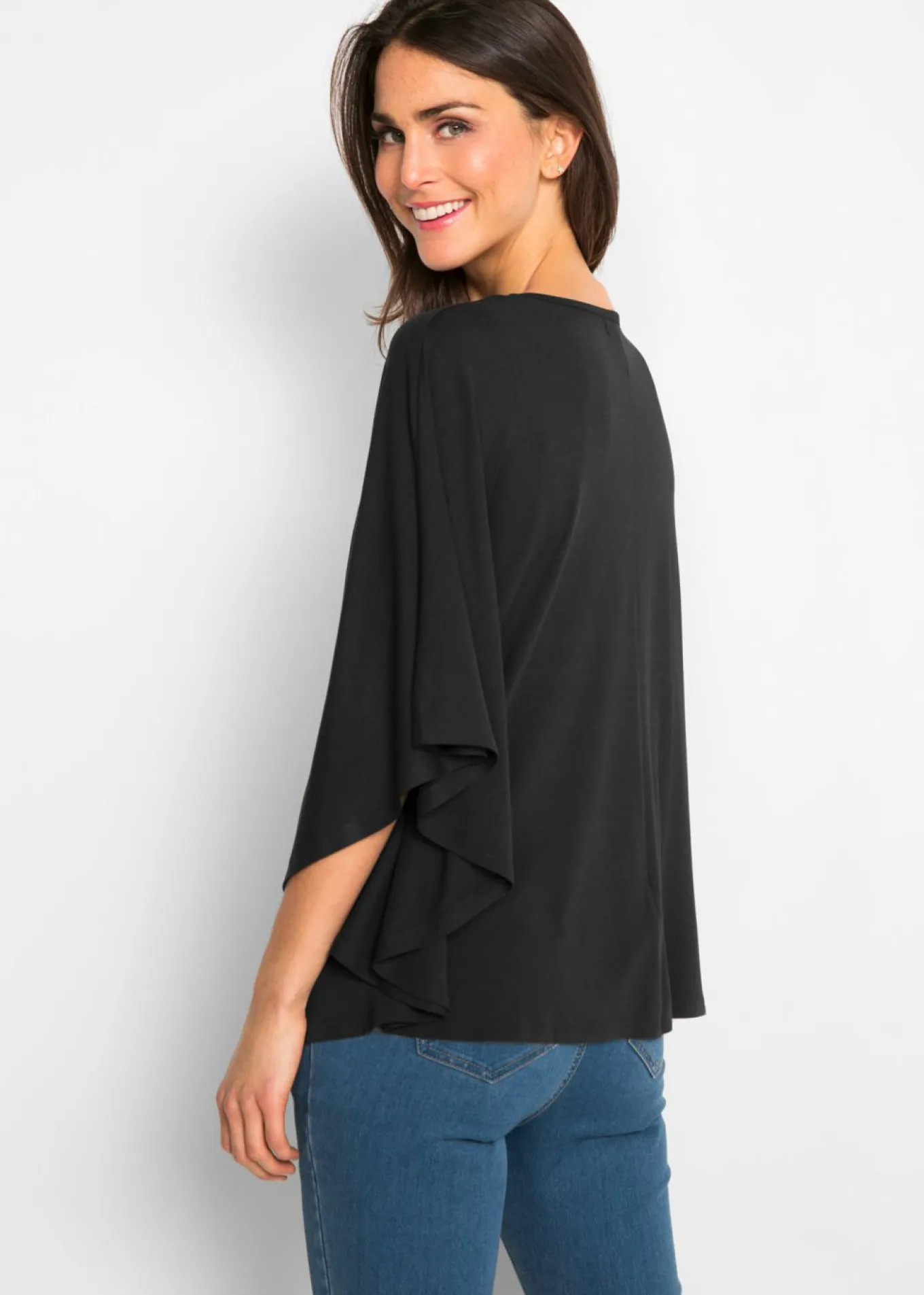 Camiseta de viscosa con mangas de murciélago