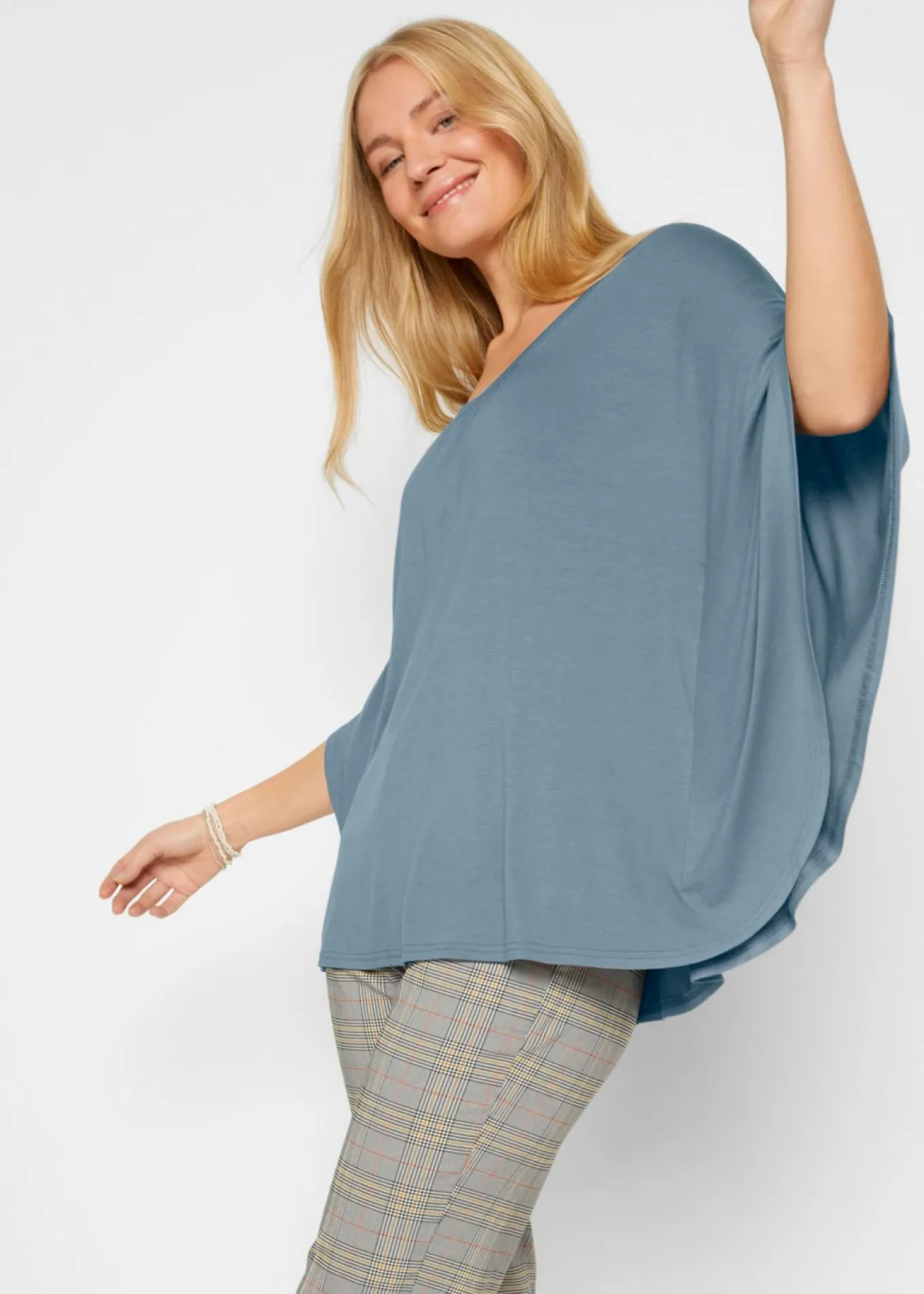 Camiseta de viscosa con mangas de murciélago