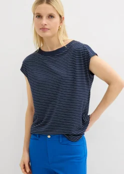 Camiseta de viscosa fluida con ribete de satén