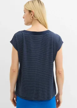 Camiseta de viscosa fluida con ribete de satén