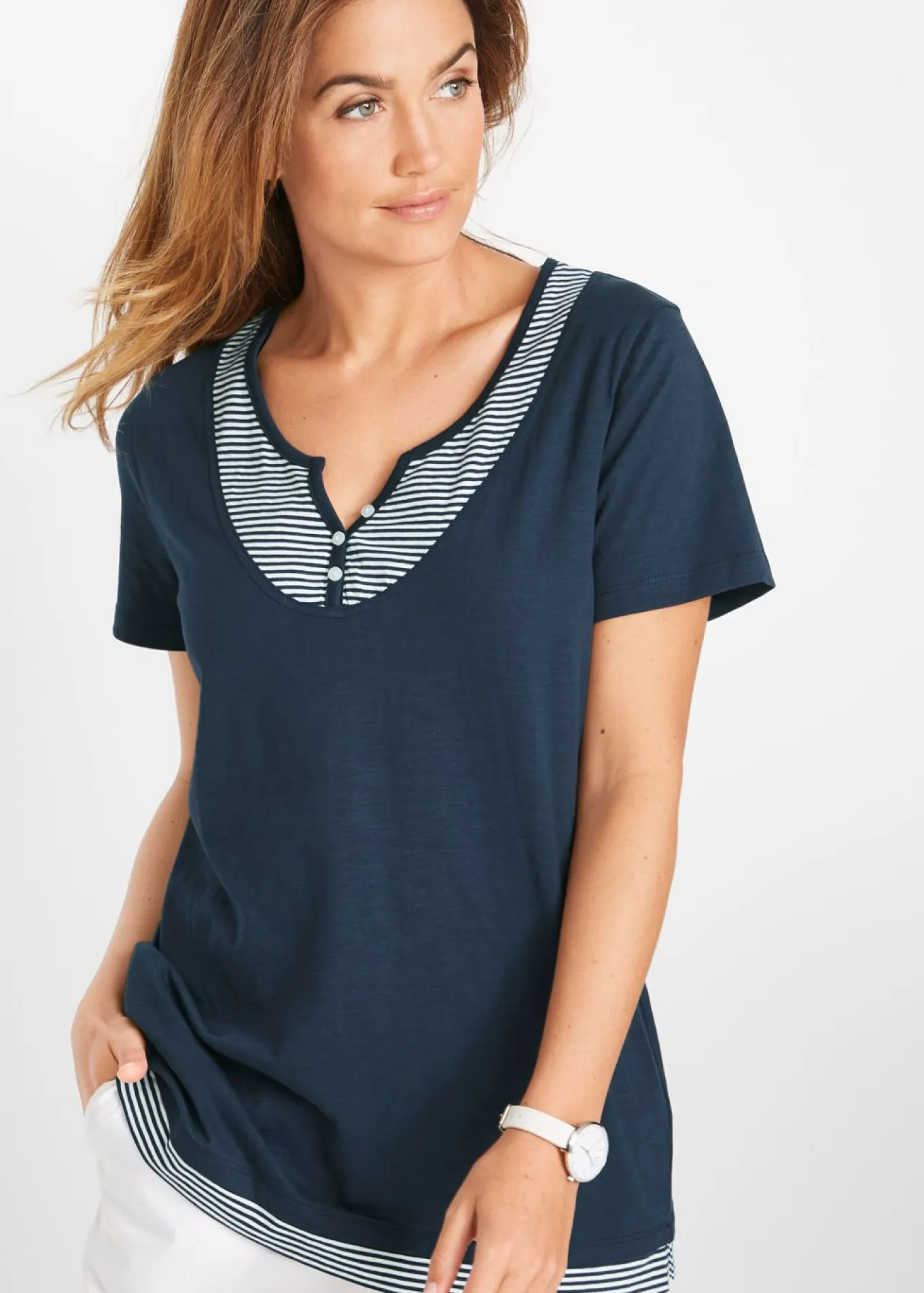 Camiseta efecto 2 en 1, manga corta