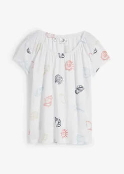 Camiseta estampada de algodón orgánico con cuello redondo