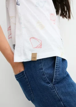 Camiseta estampada de algodón orgánico con cuello redondo