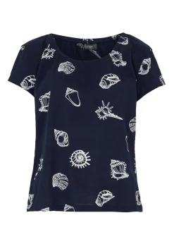 Camiseta estampada de algodón orgánico con cuello redondo