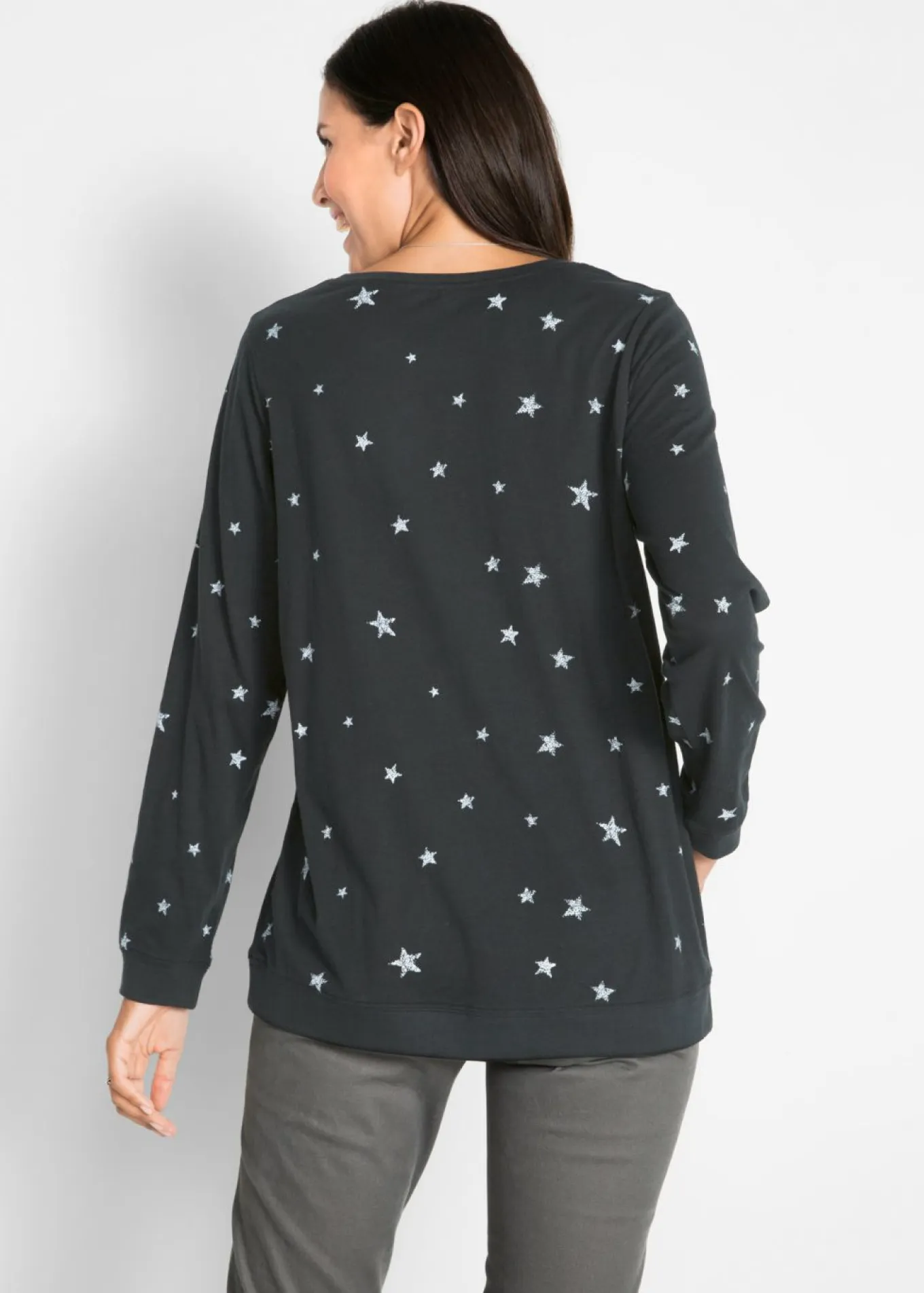 Camiseta estampada de algodón con manga larga
