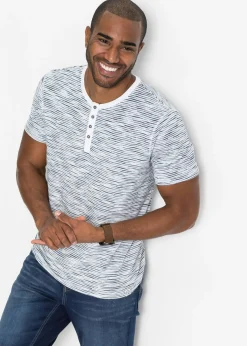 Camiseta henley de algodón puro con manga corta