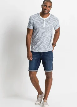 Camiseta henley de algodón puro con manga corta