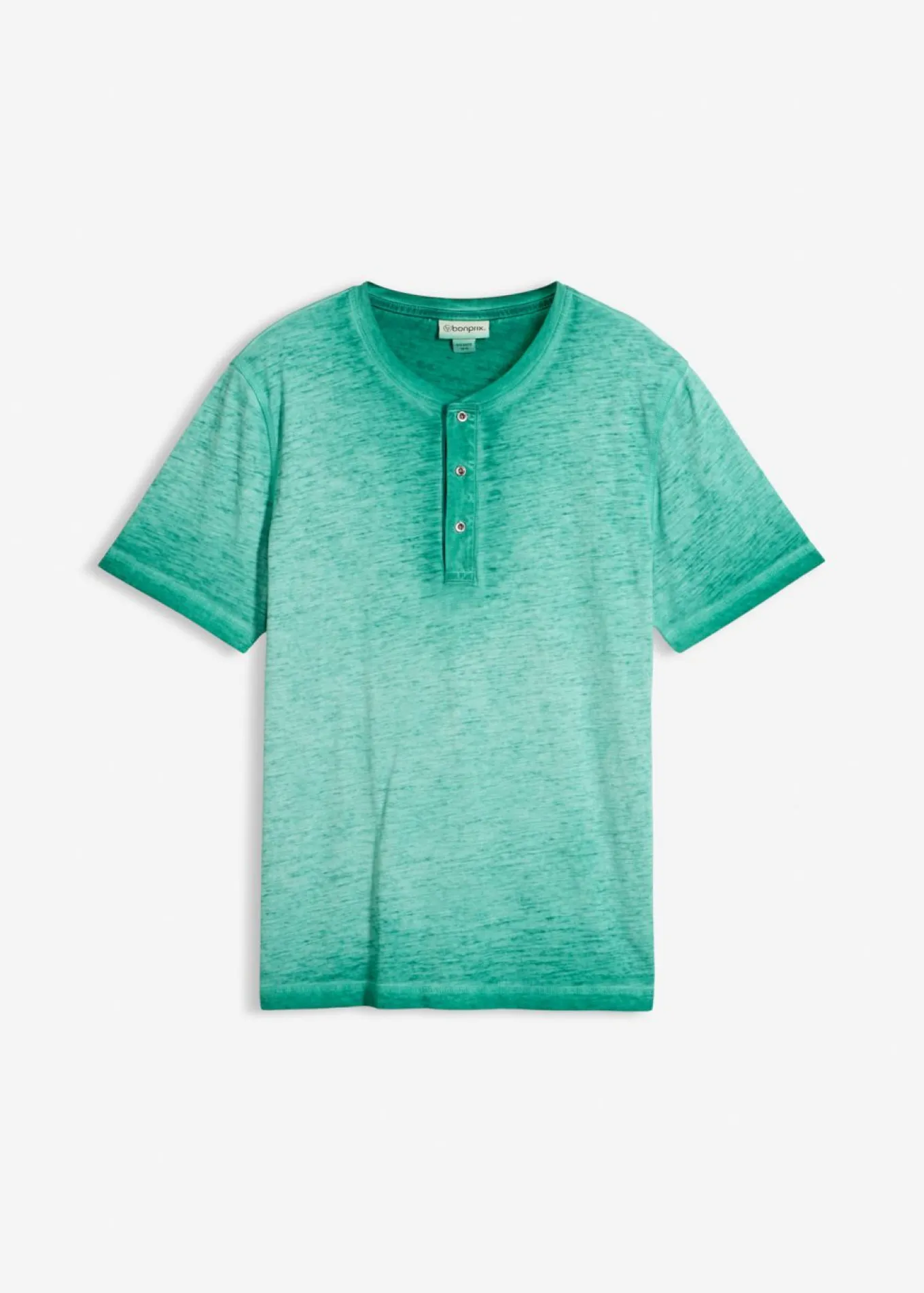 Camiseta henley de manga corta de algodón orgánico puro con aspecto lavado