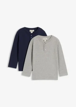 Camiseta henley de manga larga con algodón orgánico (2 unidades)