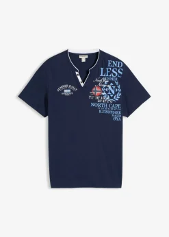 Camiseta henley de manga corta de algodón orgánico puro