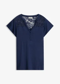 Camiseta henley de mezcla de viscosa