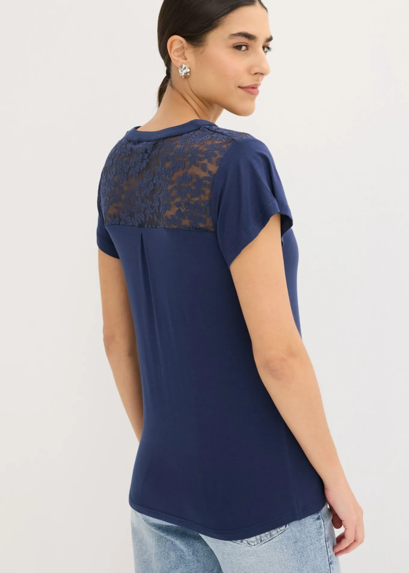 Camiseta henley de mezcla de viscosa