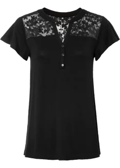 Camiseta henley de mezcla de viscosa