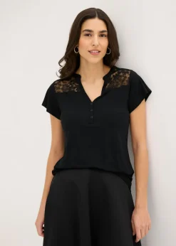 Camiseta henley de mezcla de viscosa