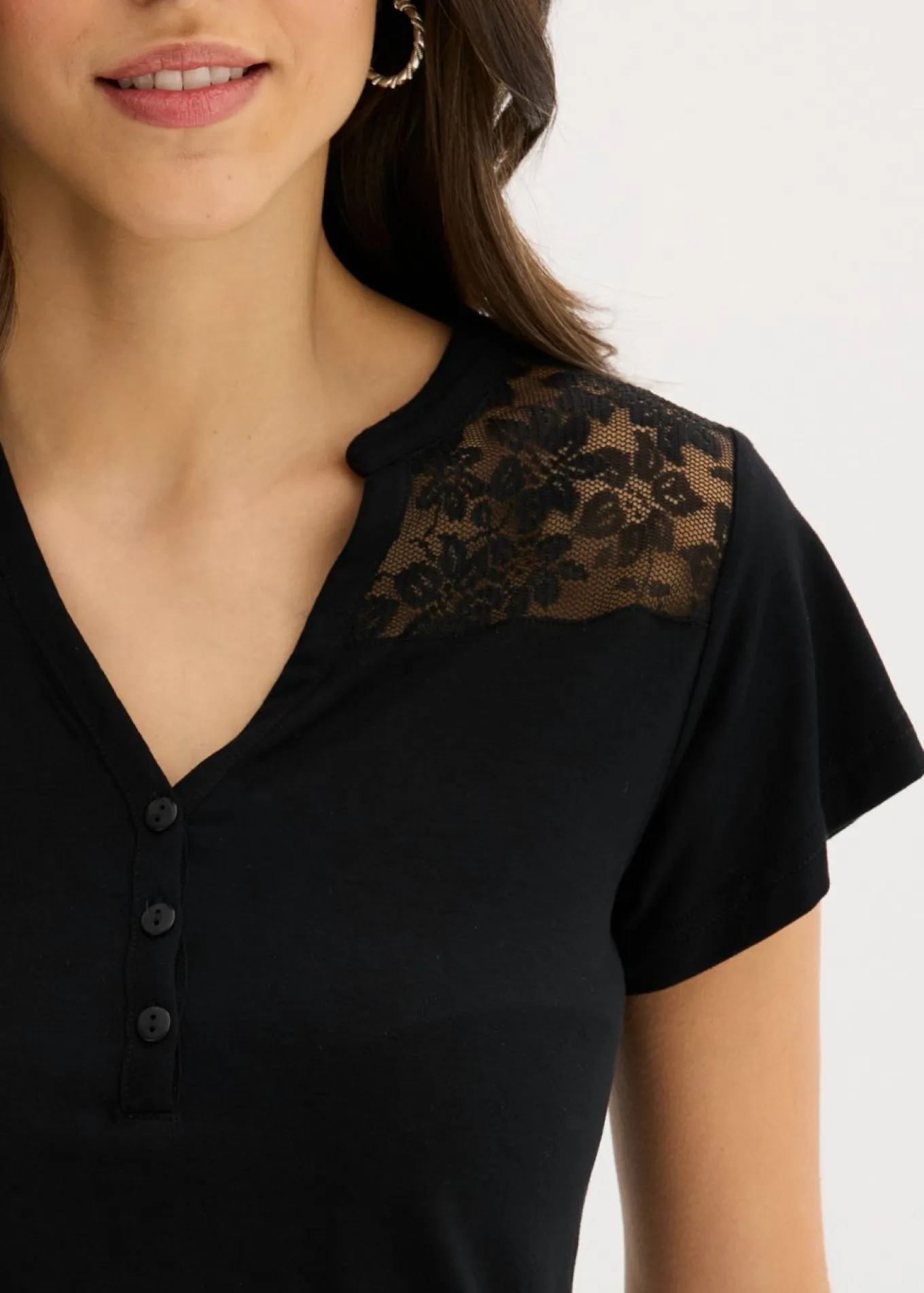 Camiseta henley de mezcla de viscosa
