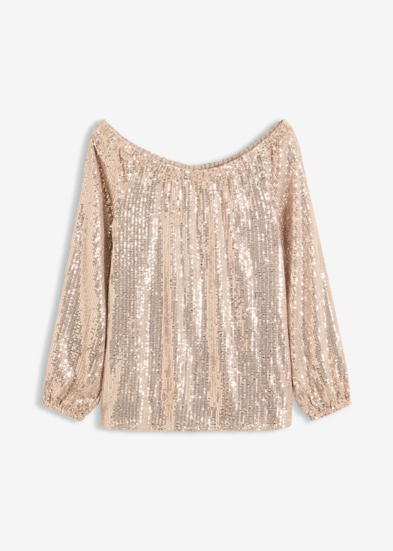 Camiseta holgada con escote bañera y lentejuelas