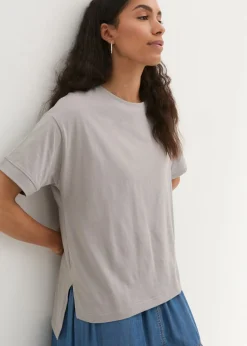 Camiseta holgada de algodón con aberturas laterales