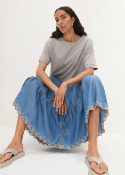 Camiseta holgada de algodón con aberturas laterales