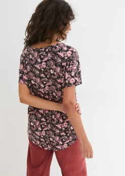 Camiseta holgada de hilo flameado de algodón orgánico con dobladillo redondeado
