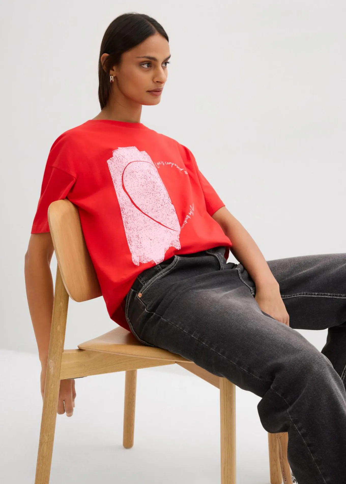 Camiseta holgada de mezcla de algodón orgánico elástico